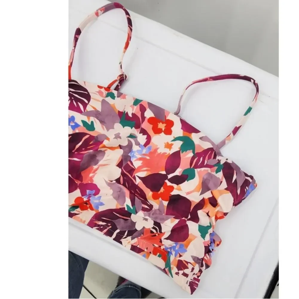 New NWOT Athleta Daybreak Tropic Floral Swim Bikini Top Tank‎ Size 40 B / C